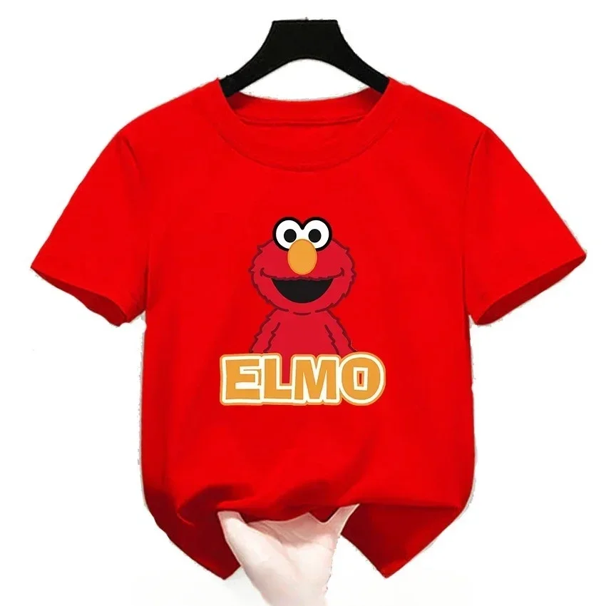 Summer Tops Cotton Cute Cartoon Kids T-Shirts Short Sleeve Tops Sesame Street Design Print Boys Girls Funny Children Tshirt