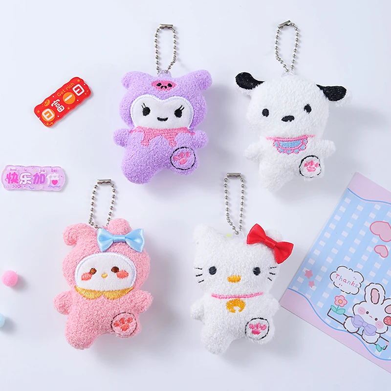 Cute Cartoon Anime Sanrio Plush Keychain, Pingente Engraçado, Boneca Criativa, Decoração Mochila, Acessórios Presentes