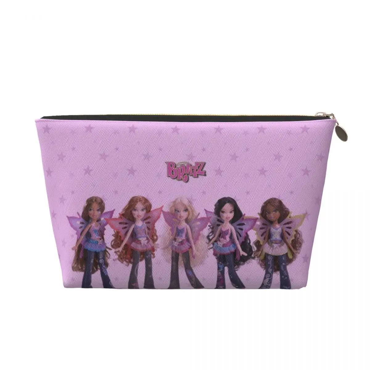 Exquisite and stylish leather Pink B-Bratz travel grooming and makeup bag, portable and multifunctional for use