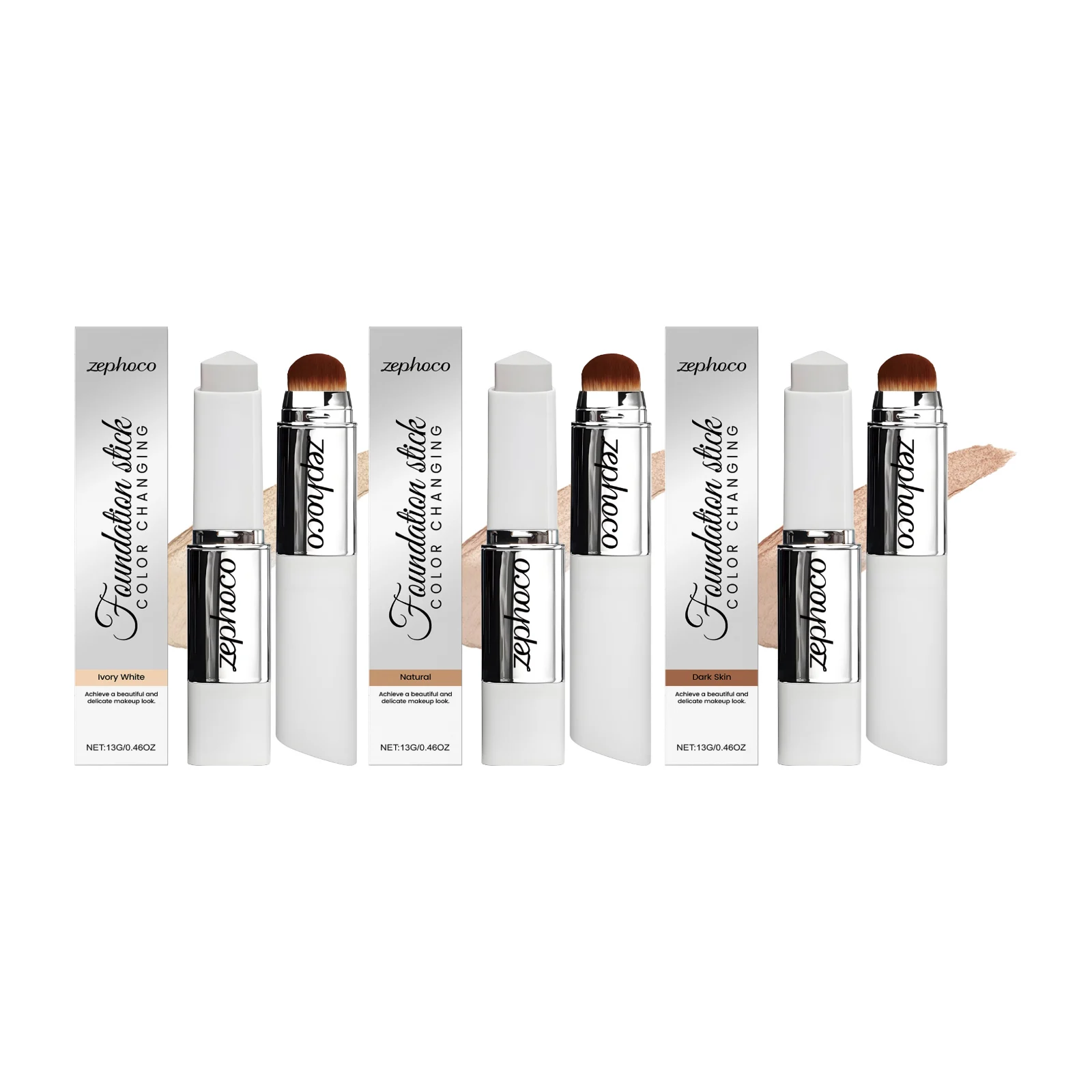 2-in-1 Color-Changing Foundation Stick Liquid Lightweight Moisturizing Brightening Foundation Color Changing for All Skin Types