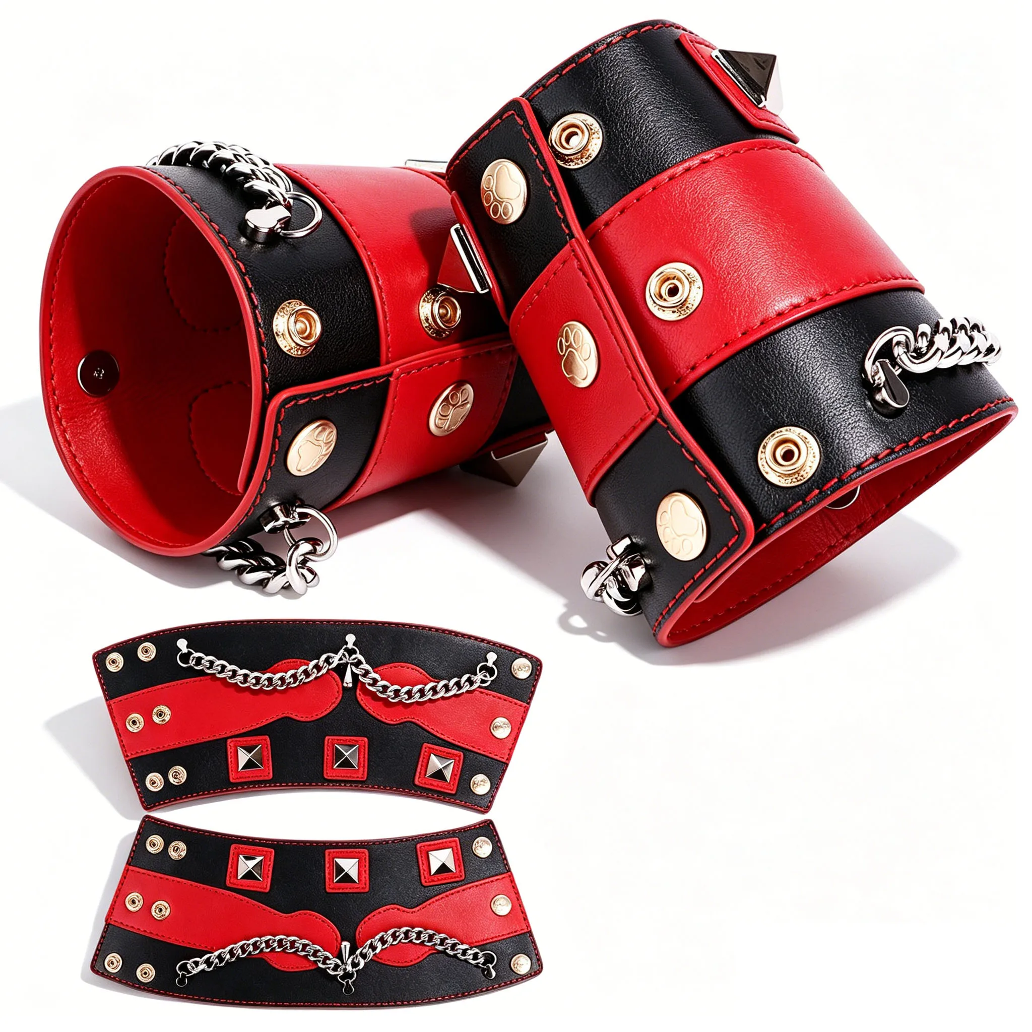 QKKQ Microfiber Leather Chain Wrist Guard Bondage Wrist Sexy Tools Restraint Handcuffs Wrist Strap BDSM Games For Women Men