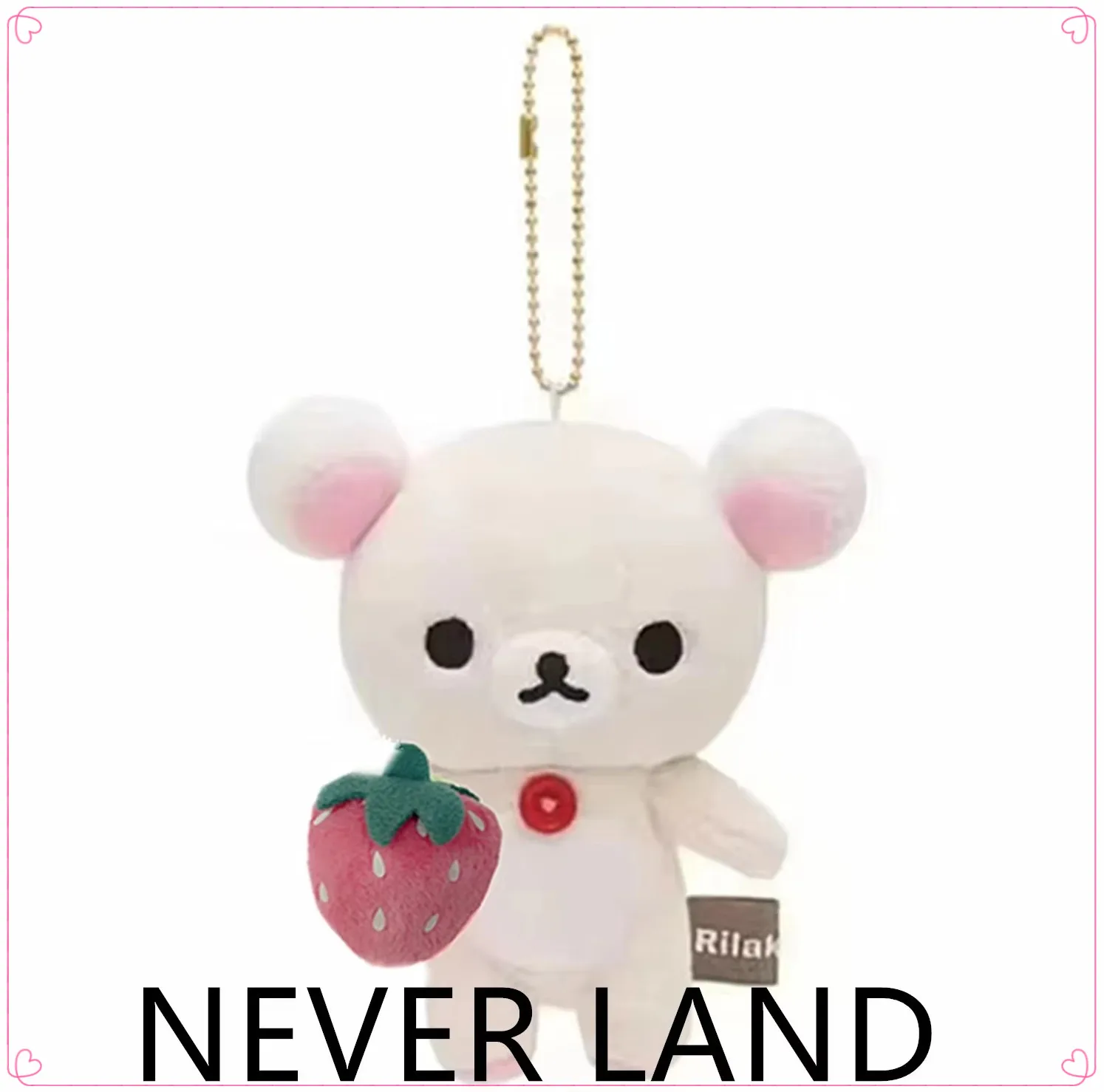 New Cute Rilakkuma Korilakkuma Bear Strawberry Plush Keychain Chains  Small Pandent Kids Stuffed Toys For Children 12CM