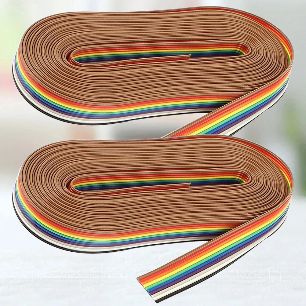 2 Rolls 10 Pin Flat Ribbon Cable 5M Per Roll Conductor Idc Jumper for Office Computer Repair and Assembly