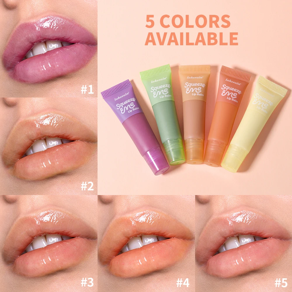 Lip Gloss Long Lasting Moisturizing Lip Balm with Hyaluronic Acid Sheer Strawberry Flavor Squeeze Tube Plumping Gloss Hydration