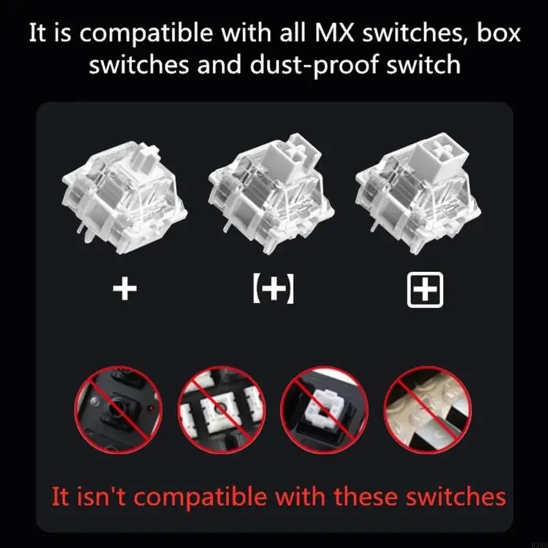 K3NB Transparency Keycaps X Stem Wide Compatibility 1U 2U Standard Size Enhances Light Diffusions and Typing