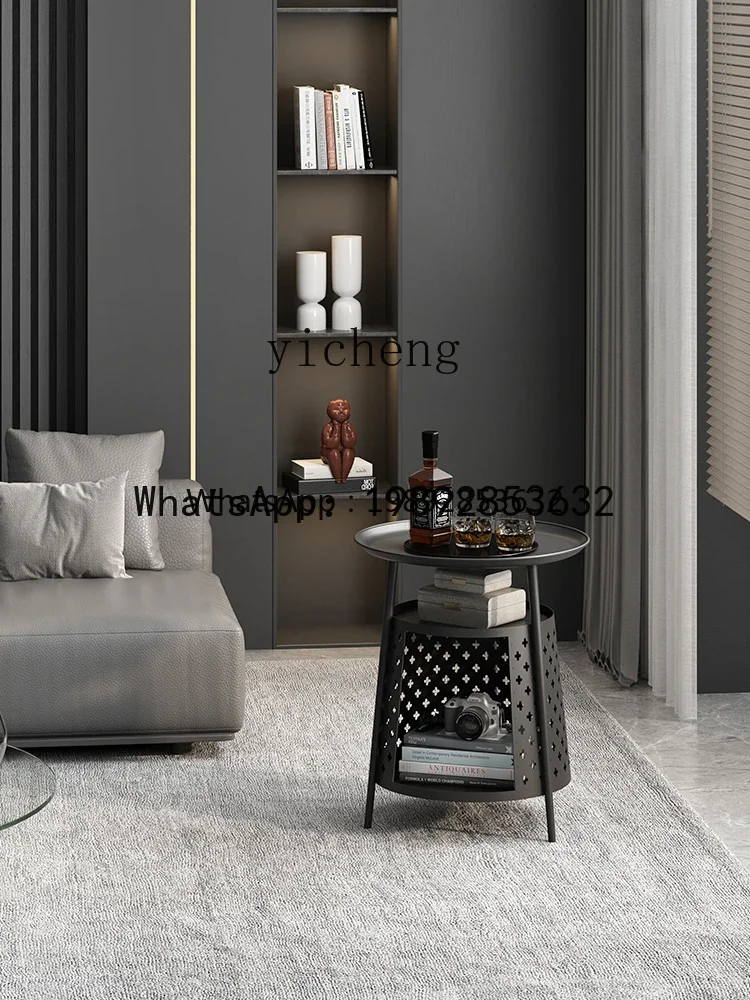 Sofa Small Coffee Table Light Luxury Modern Internet Red Small round Table Bedroom Bedside Table