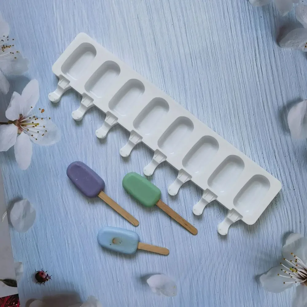 

Silicone 8-Link Oval Ice Cream Mold Ice Cube Diy Pudding Cake Accessories Ice Cream Mold Ice Lattice Baking Tool
