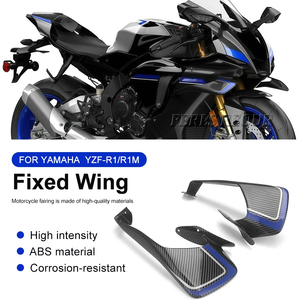 Spoiler alette adatto per Yamaha R1 R1M 2020-2025 Ali installate da bulloni Carenatura anteriore ala fissa Parti moto ABS di alta qualità
