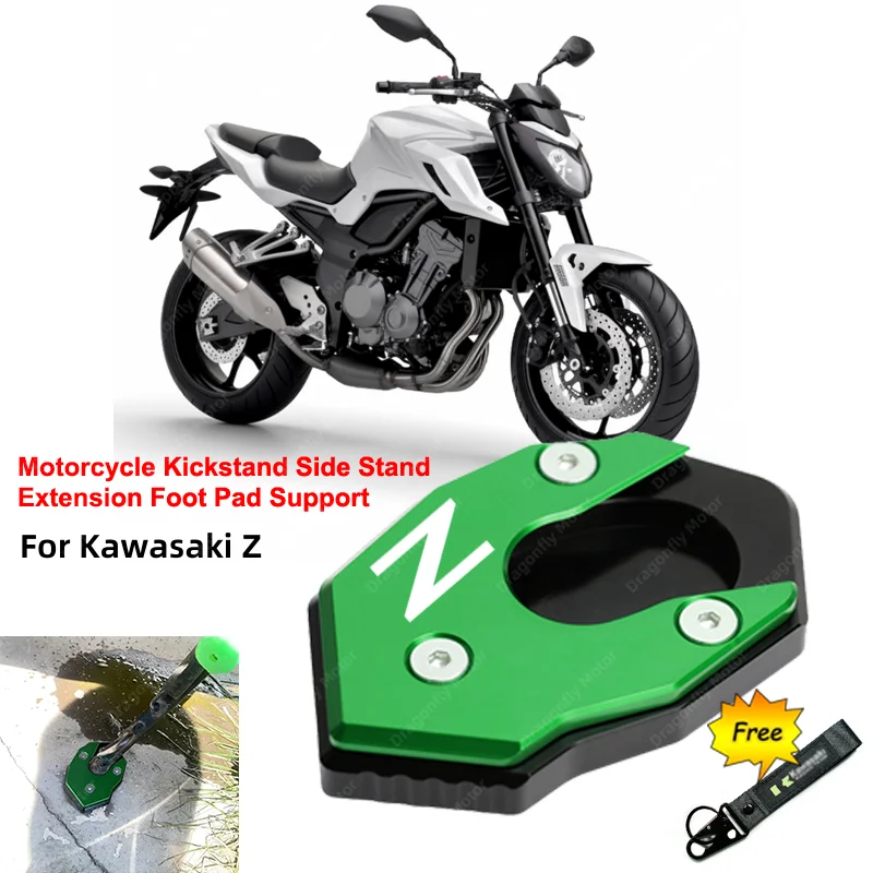 

Motorcycle Accessories Kickstand Side Stand Extension Foot Pad Support For Kawasaki Z650 Z800 Z900 RS SE Z1000 R NINJA 650 1000