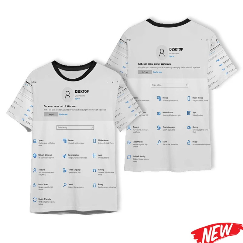 Creative Excel Word Pattern T Shirt Men 3d Full Printing Cool T-Shirt Unisex Software Theme Clothes Street Oversized Tee Shirts