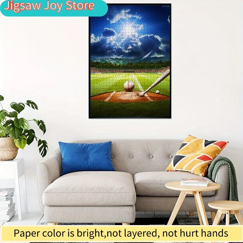 Rompecabezas de papel DIY de 1000 piezas, escena de estadio de béisbol, material de cartulina blanca de alta calidad, adecuado para juegos entre padres e hijos, en equipo