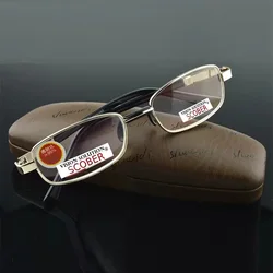 Clara Vida Mineral Glass Material Full Rim Gold Men Spring Hinge Large Head Reading Glasses For Men +1 +1.5 +2 +2.5 +3 +3.5 +4