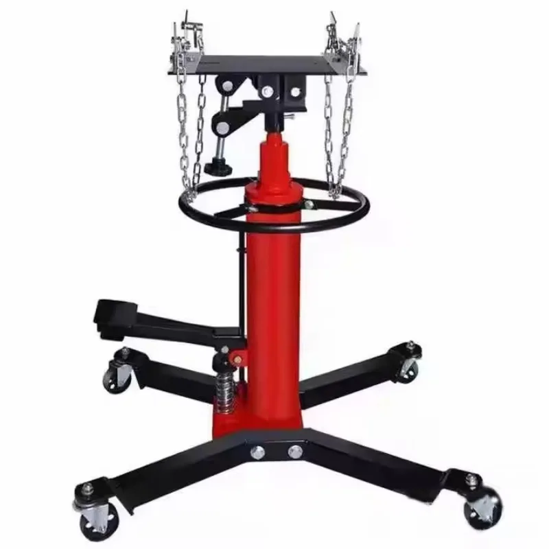 Rugged and portable telescopic hydraulic drive jack with locking chain drive jack for safe transmission handling
