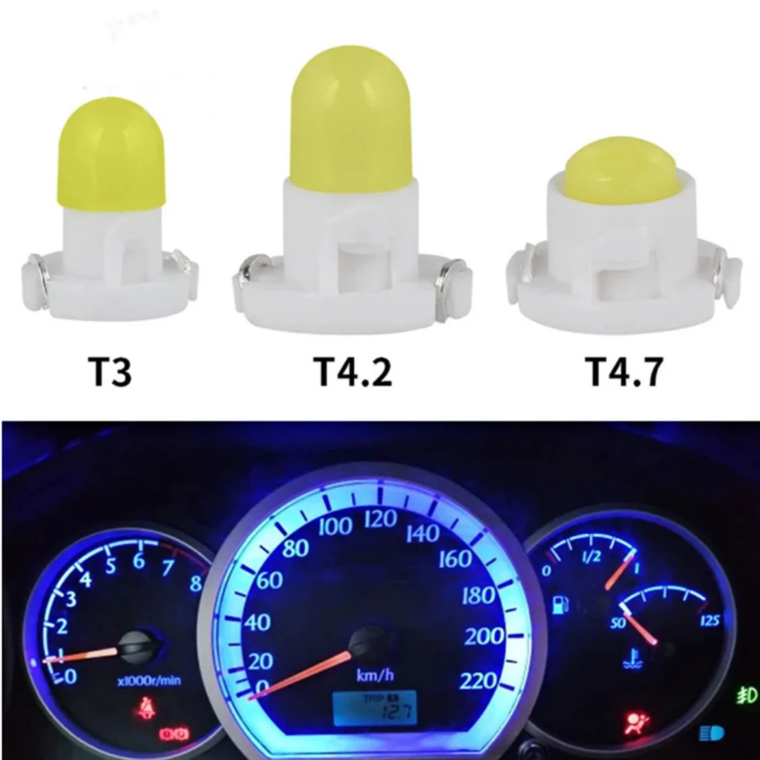 

10PCS T3 T4.2 T4.7 Wedge LED Bulb Car Interior Instrument Light Motorcycle Dashboard Warming Indicator 12V White Red YellowBlue