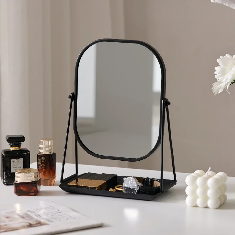 

Регулируемое зеркало для общежития, зеркала для ванной комнаты 360° ° Вращающееся зеркало для макияжа, металлическое настольное туалетное зеркало высокой четкости