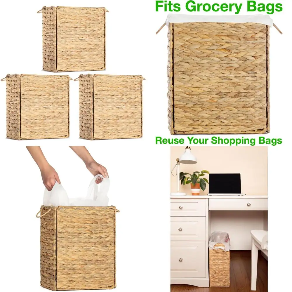 

Reusable Grocery Bag Trash Can - 3-Pack, Waste Basket for Shopping Bags, Environmentally Friendly, Easy Fit for Recycling