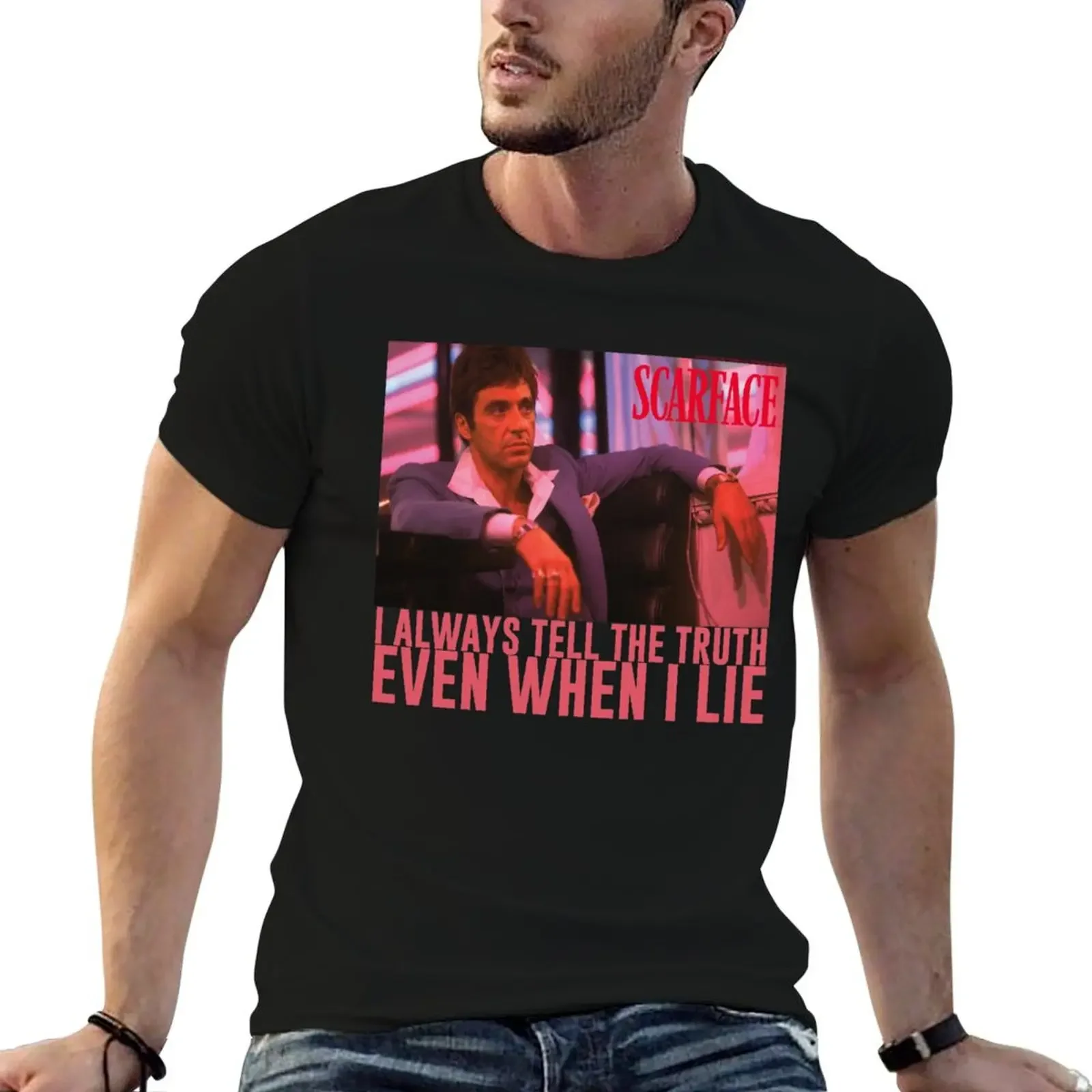 Scarface I Always Tell The Truth Even When I Lie Poster T-Shirt oversized t shirt aesthetic clothes mens graphic t-shirts