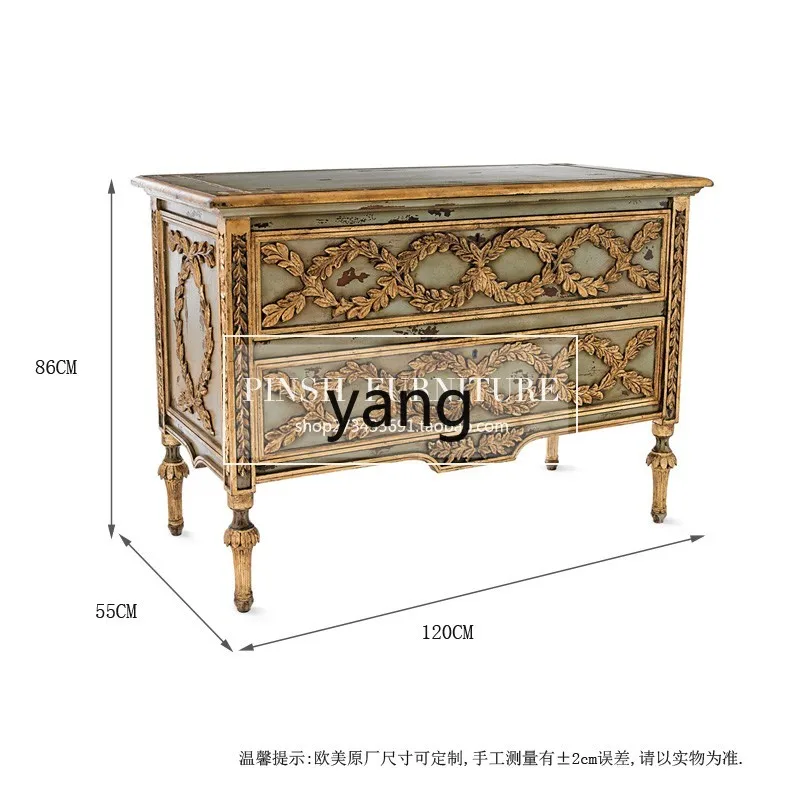 LMM living room solid wood old entrance cabinet light luxury dining side storage carved decorative cabinet