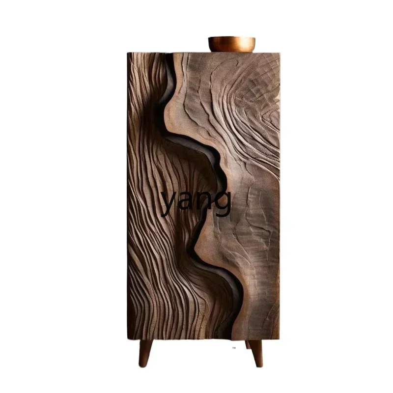 CX solid wood dining side storage tea cabinet black walnut entrance entrance cabinet