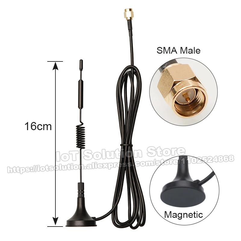 700-2700MHz 4G LTE Antenna Magnetic Base 16cm Height 1.5m Cable Length