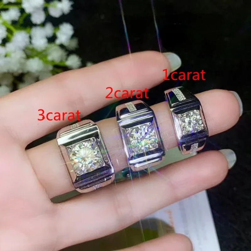 

Комплект ювелирных изделий из стерлингового серебра 925 пробы с 1 каратным муассанитом, мужское кольцо, роскошные дизайнеры ювелирных изделий с большим зерном