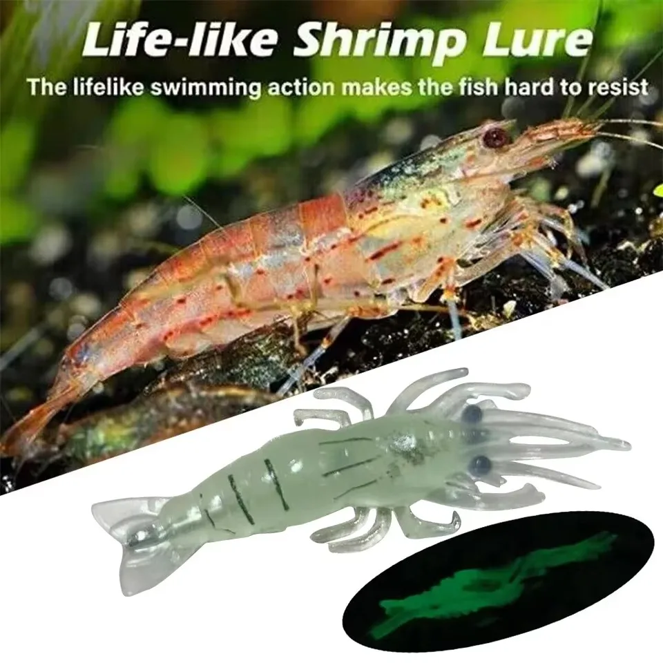Señuelo camarón luminoso de vinilo – Cebo silicona para pesca de mar - imagen 3