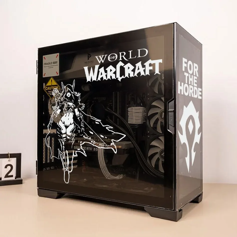 PC Case Stickers World of Warcraft Gaming ATX Mid Computer Glass Skin Decorative Decal Waterproof Removable Sticker Hollow Out