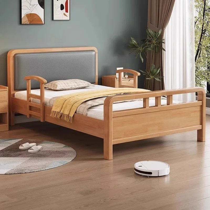 All solid wood 1.2 meters the elderly nursing bed home with armrest bed welfare nursing home special old single bed