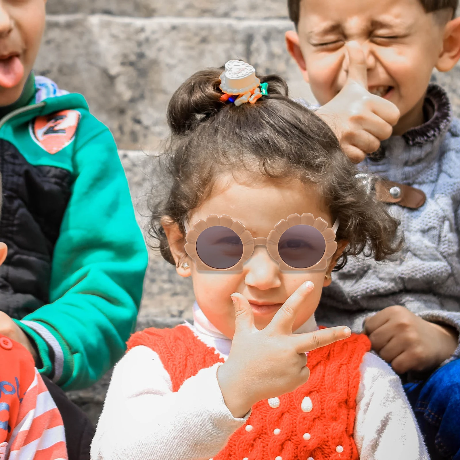 

2 Pairs Kids Sun Glasses Summer Outdoor Eyewear Travel Gift Unique PC AC Material Funny Shape Design Sunglasses Baby Eyeglasses