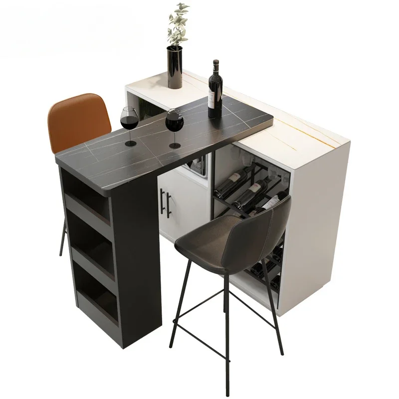 

Light luxury slate bar modern minimalist pull-out rotating household cabinet table bar chair combination