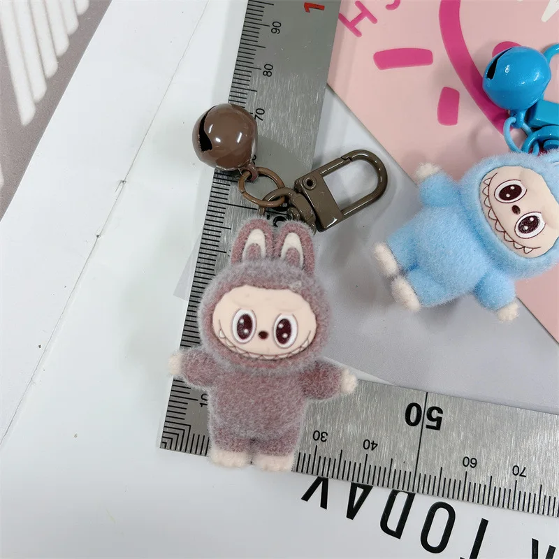 Labubu Keychain Doll Couple Keyring Kawaii Cute Cartoon Creative Bowknot Cell Phone Bag Pendant Charms Backpack Decoration Gifts