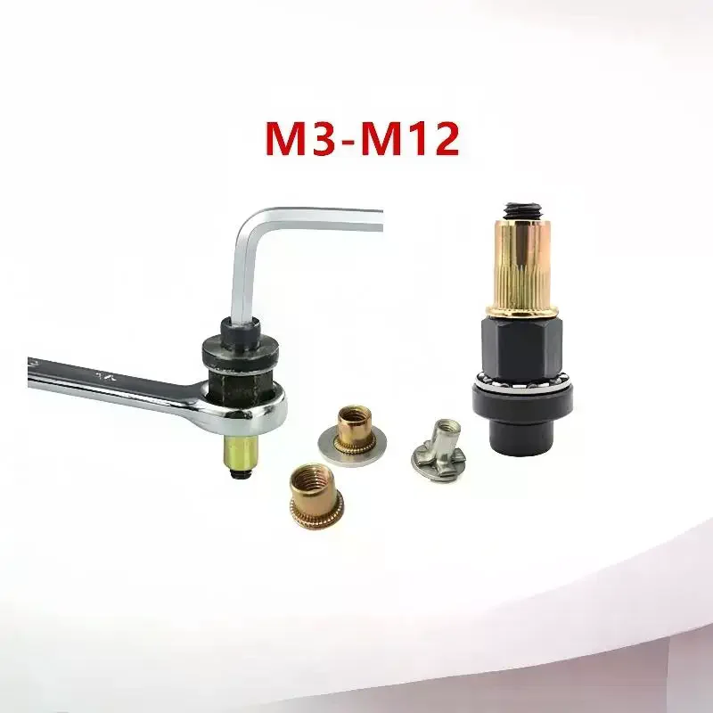 1/3/4/6/7Pcs Manual Riveter Tool Kit For Secure Fastening Hand Rivet Nut  Set With M3 M4 M5 M6 M8 M10 M12 Nuts