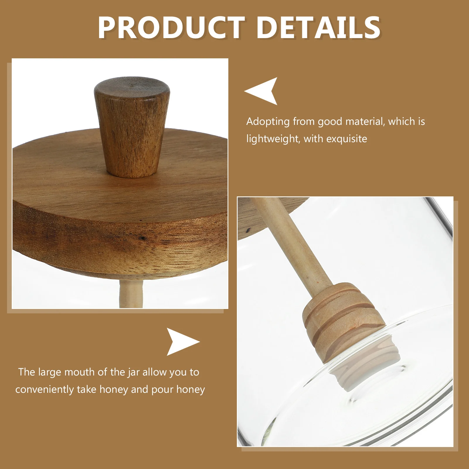 

Small Glass Honey Pot with Wooden Lid Dipper Clear Jar for Honey Syrup Salt Sugar Granules Storage Container Jars with Lids