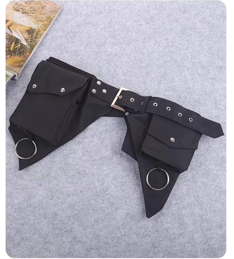 Women's Medieval Punk Waist Bag Steampunk Pu Leather Motorcycle Style Hip Belt Bag Retro Outdoor Sports Adjustable Fanny Pack view 6