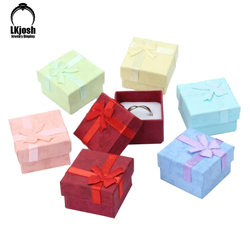 Factory Direct Sales of 1 Piece of Colored Paper Jewelry Display Box Jewelry Gift Box Ribbon Party Gift Box Ring Storage Box