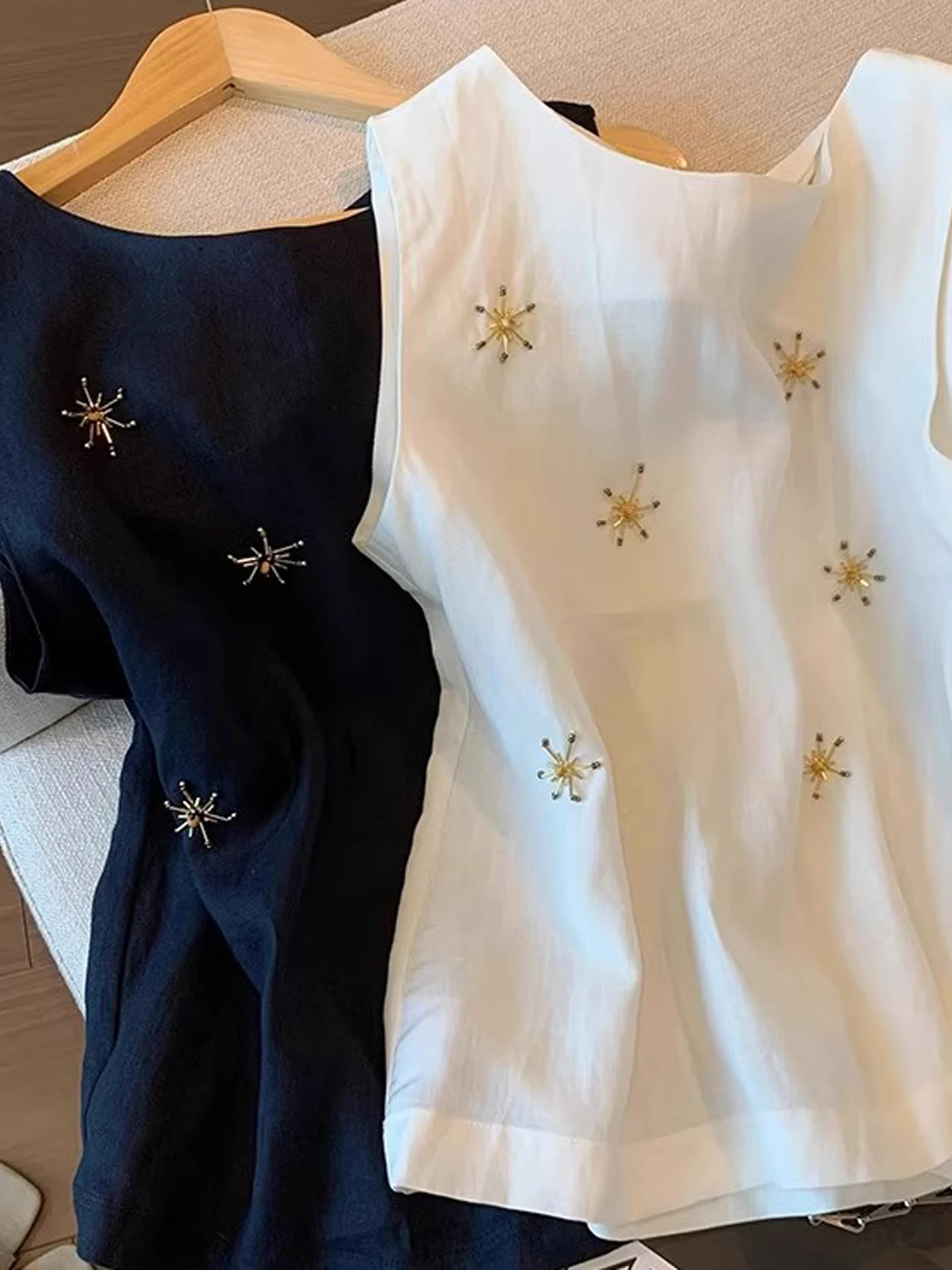 

Круглый жилет с вышивкой бисером Ele Color Ne Svel, женский летний жилет высокого класса, универсальный утягивающий топ