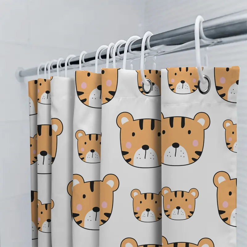 Cute Cartoon Tiger Pattern Shower Curtain for Bathroom Decoration Home Textiles on.com