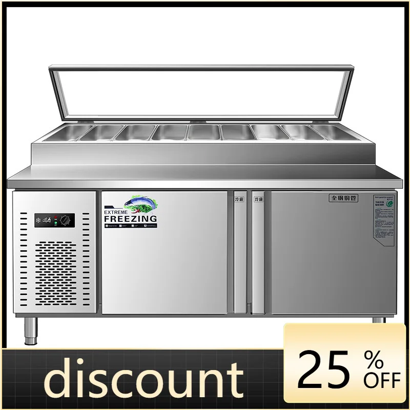 LMM slotted salad Taiwanese fruit fishing dessert freezer refrigerated display cabinet operation table