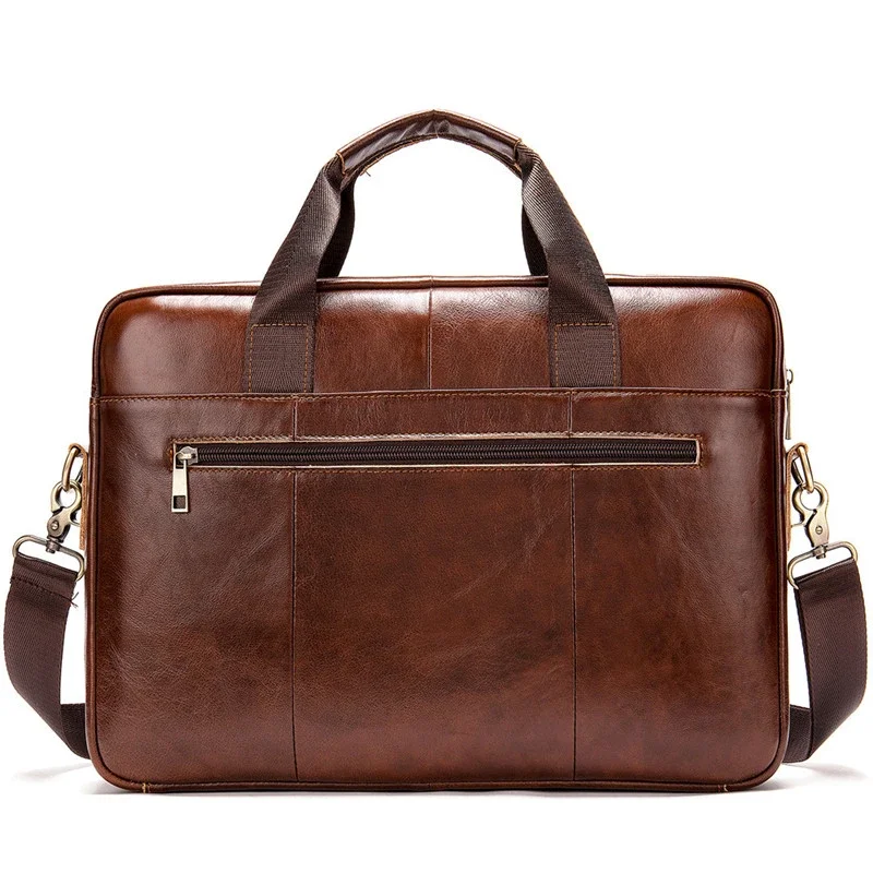 Men's Briefcase Bag Men's Genuine Leather Laptop Bag Business Tote for Document Office Portable Laptop Shoulder Bag