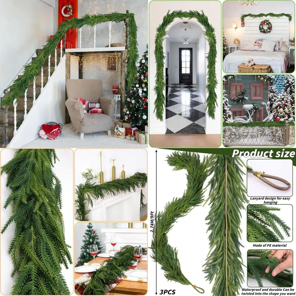 

Набор из 3-х гирлянд из искусственной сосны Real Touch, имитирующих натуральные ветви, для рождественского декора внутри и снаружи помещений