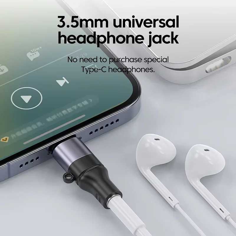 Type C to 3.5mm Audio Adapter Mini USB C Headphone Jack Aux Long Distance Bus Audio Book Listen Pass Time