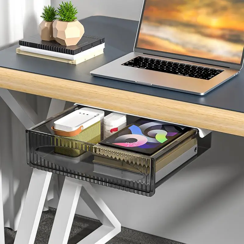 Drawer Storage Box Under Table Hidden Self-Adhesive Drawer Type Storage Cabinet Office Desk Organizing Large Capacity Drawer