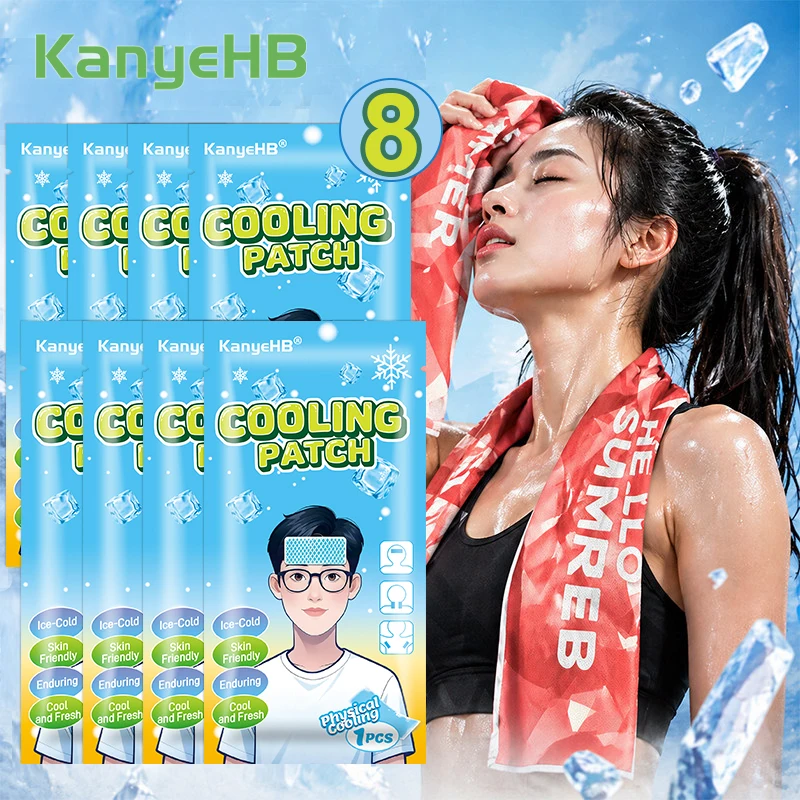 8Pcs Fever Cooling Patch Forehead Strips Phone Ice Cooling Sheet for Baby Kids Children Adult Headache Pain Relieve Patch A2631