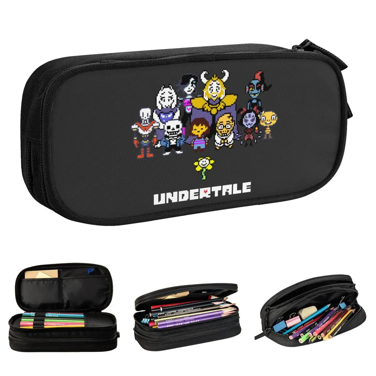 Undertale Sans And Papyrus Mettaton Flowey Frisk Pencil Cases Pen Holder Bag Student Big Capacity School Gifts Pencilcases