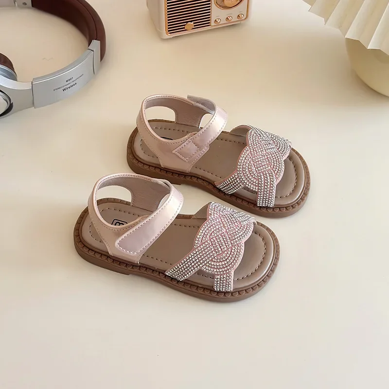 

2025 Children Sandals for Girls Summer New Fashionable Korean Style Soft Bottom Anti-slippery Versatile Chic Roman Beach Shoes