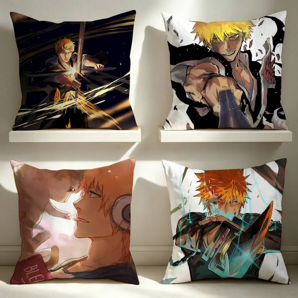 Ichigo Kurosaki Bleach  Square Pillow Case Multi Sizes For Car Home Bedroom Decor Custom Valentine Gifts