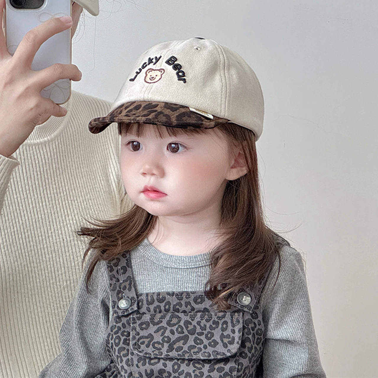 

Бейсбольная кепка с леопардовым принтом, цветные блоки, детские шапки с утиным языком, фуражка с милым медведем для малышей, 6-36 месяцев, детские уличные солнцезащитные козырьки