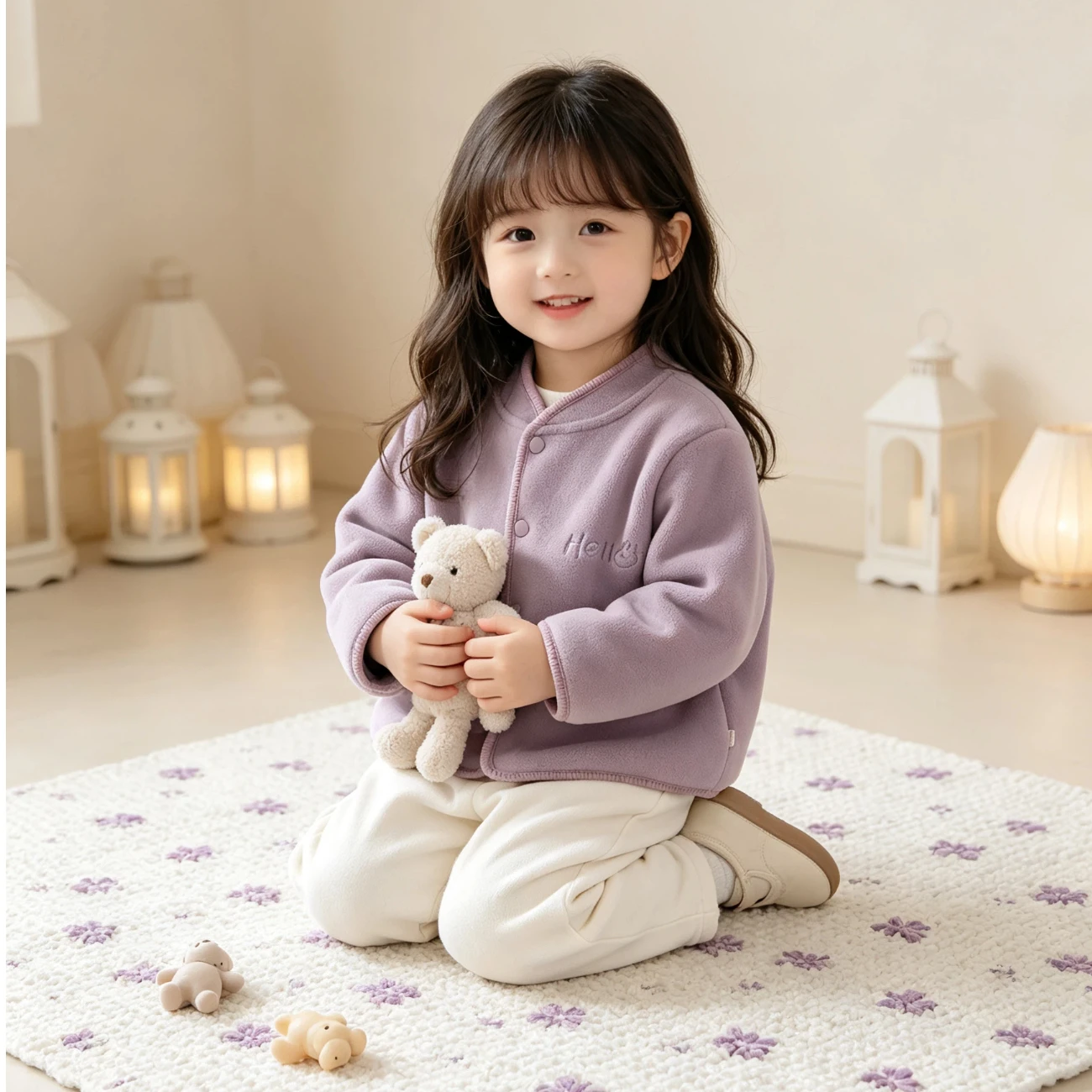 Category a Baby Jacket Autumn and Winter Warm Cardigan Top for Boys and Girls, Solid Color Front-Opening Outerwear Fleece Base Layer