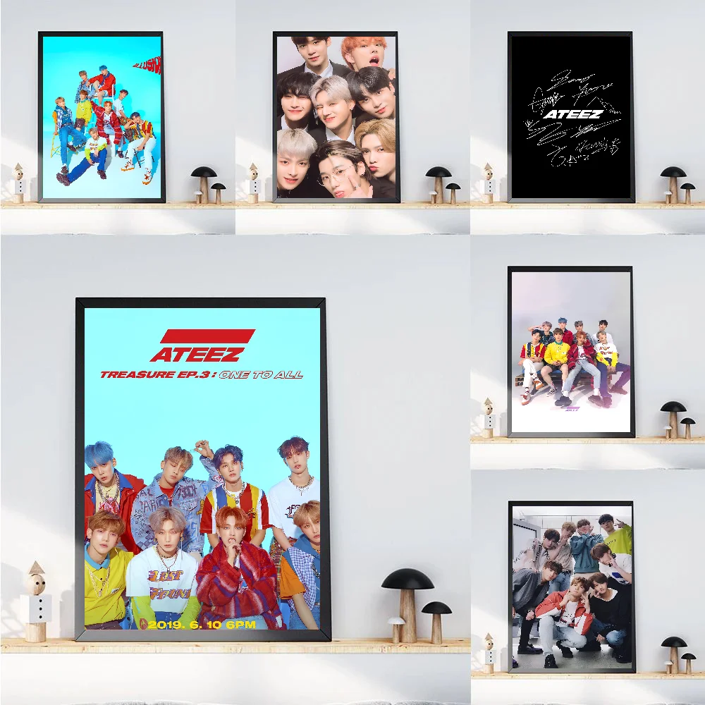 Kpop Boys A-ATEEZ Poster Paper Print Home Bedroom Entrance Bar Cafe Art Painting Decoration