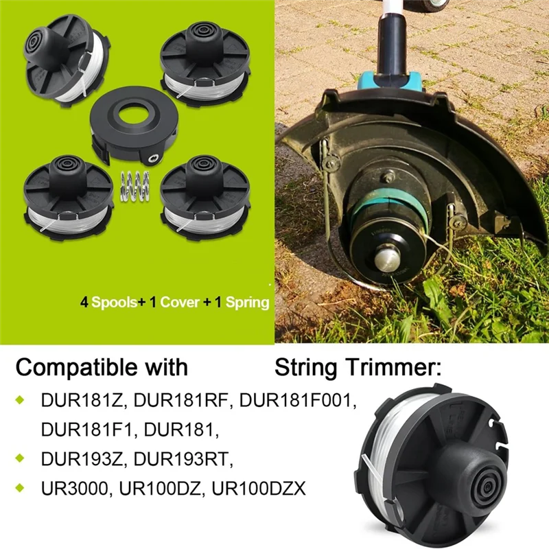 ABJN-Thread Spools For  Grass Trimmer 4 Pieces Grass Trimmer Cord, Length 8.4 M, Diameter 1.6 Mm With Cover And Spring
